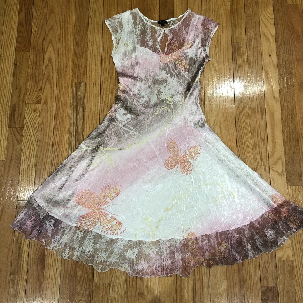 Komarov ethereal dress with lace trims